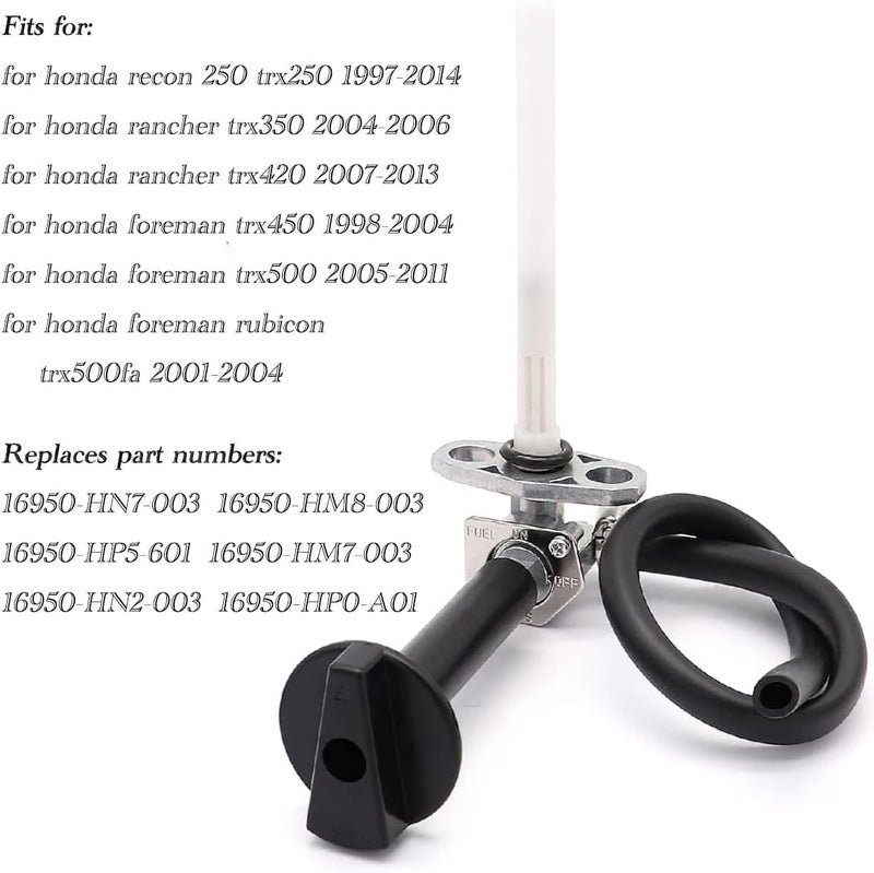 Earlyred Fuel Valve Petcock for Honda Recon 250 1997-2024/ Rancher 350 400 420 / Foreman 400 450 Rubicon 500, for Honda TRX250 TRX350 TRX400 TRX420 TRX450 TRX500 Shutoff Tank Switch Cock Lines Lever Screw - Image 2